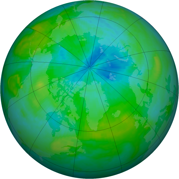Arctic ozone map for 20 August 1992